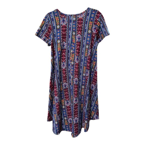 LuLaRoe Carly Dress Small – Boho Geometric Print High-Low Swing A-Line SS - Picture 2 of 6